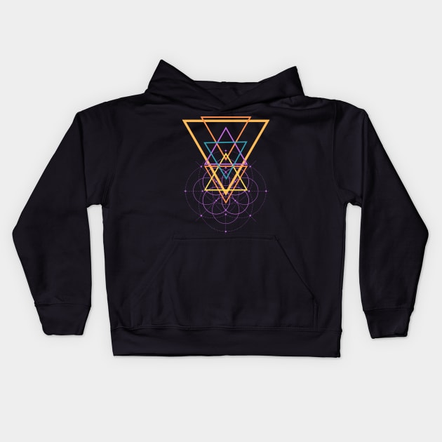 Flower of Life - Star of David - Sacred Geometry - Festival - Psychedelic Artwork - Spiritual Kids Hoodie by The Dream Team
